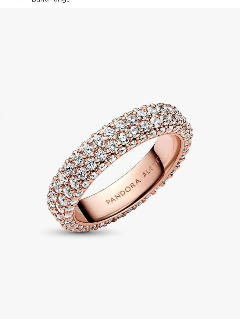 Pandora Pave Rose Gold Ring Boxed Pandora Tote Beautiful - Picture 1 of 6